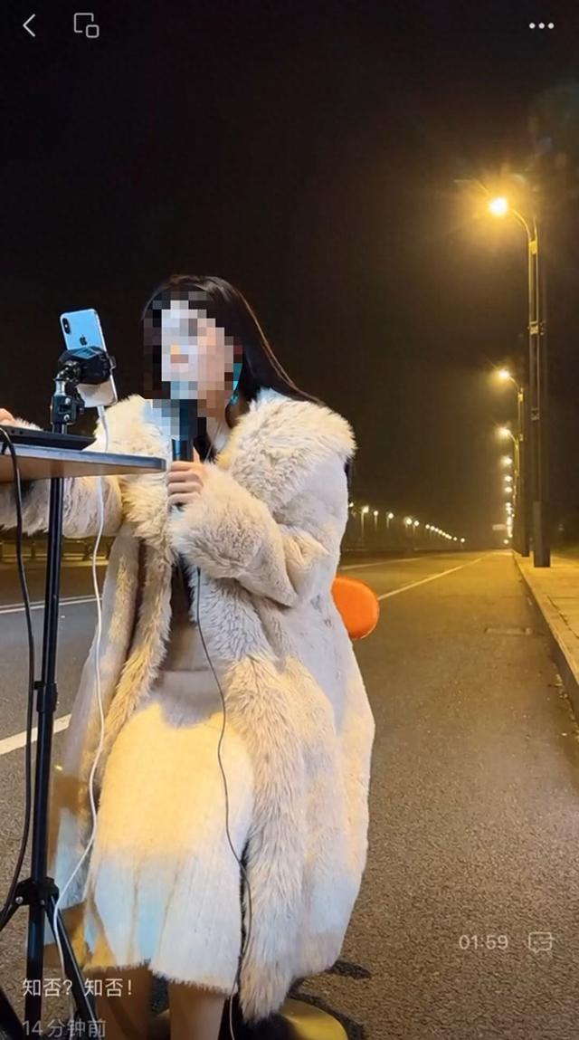 女主播深夜路边直播遇险，灯光下的坚韧与挑战